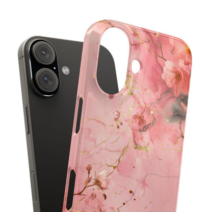 iPhone Case - Flower Pink Marble