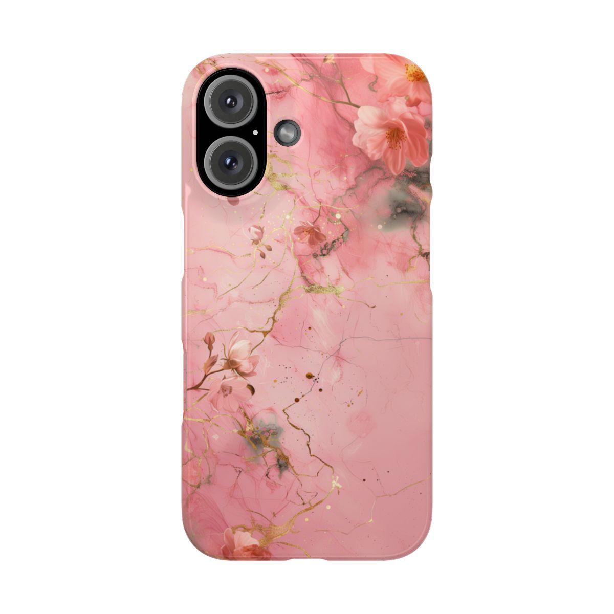 iPhone Case - Flower Pink Marble