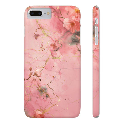 iPhone Case - Flower Pink Marble