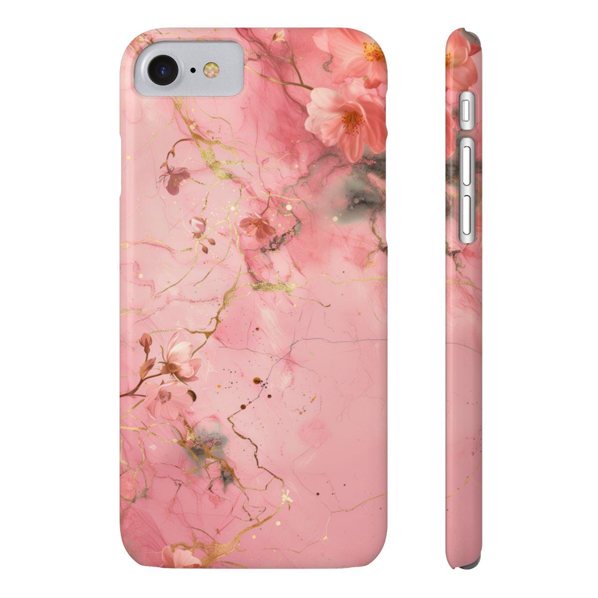 iPhone Case - Flower Pink Marble