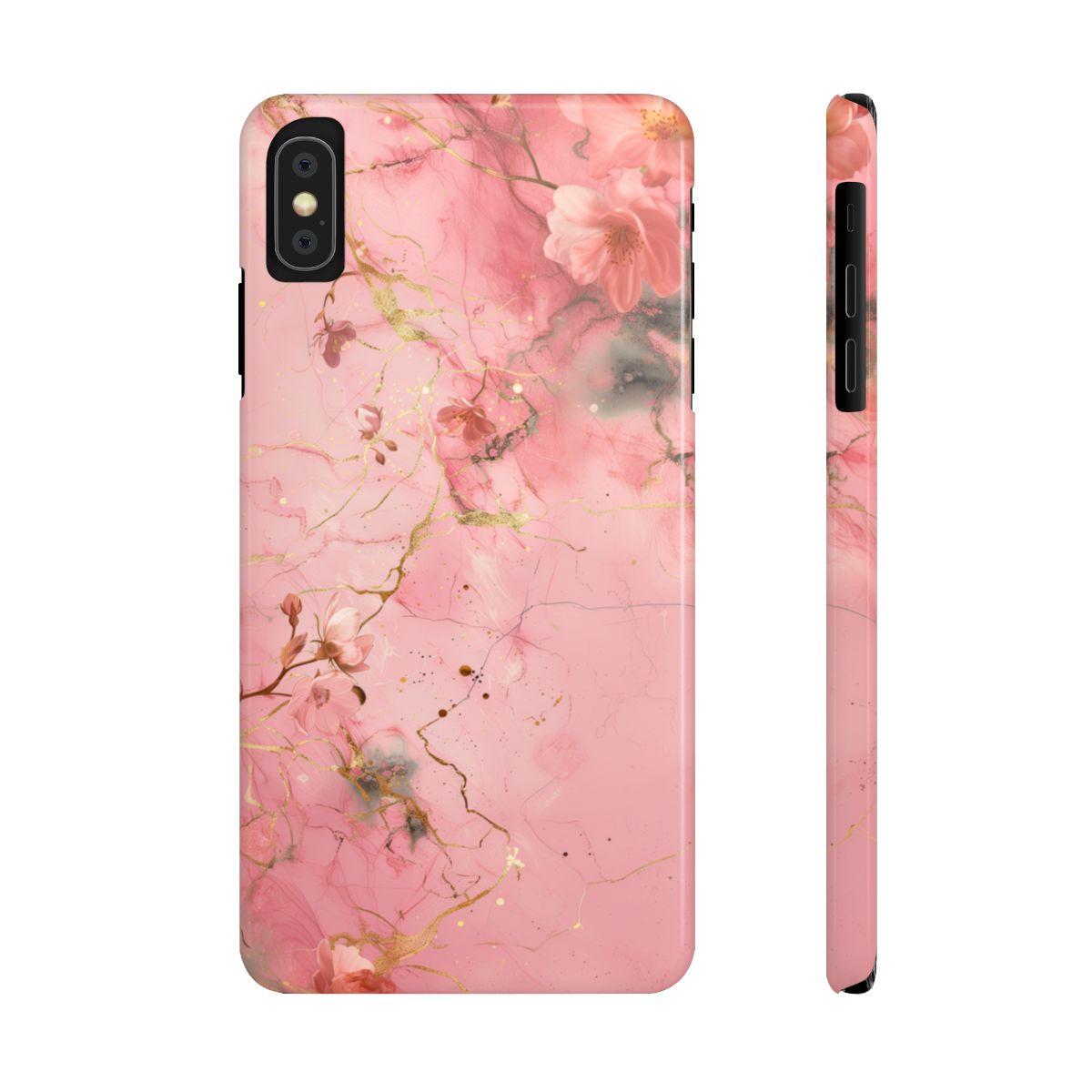 iPhone Case - Flower Pink Marble