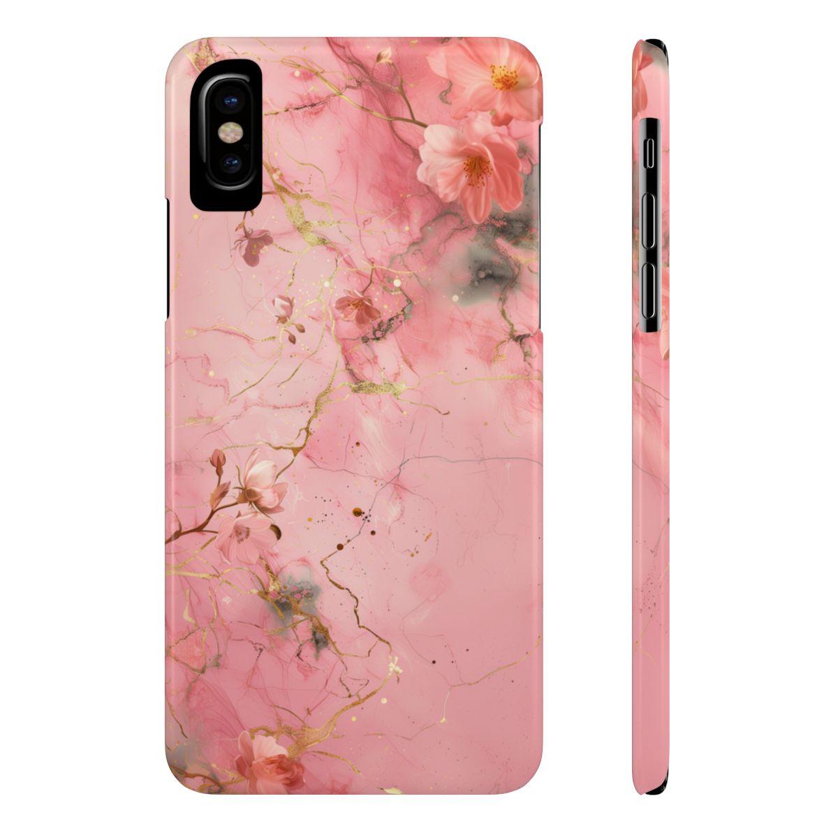 iPhone Case - Flower Pink Marble